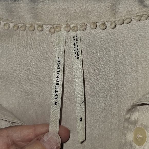 Anthropologie Cream Button-Up Blouse - Picture 3 of 4
